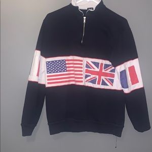 brandy melville half zip country flags